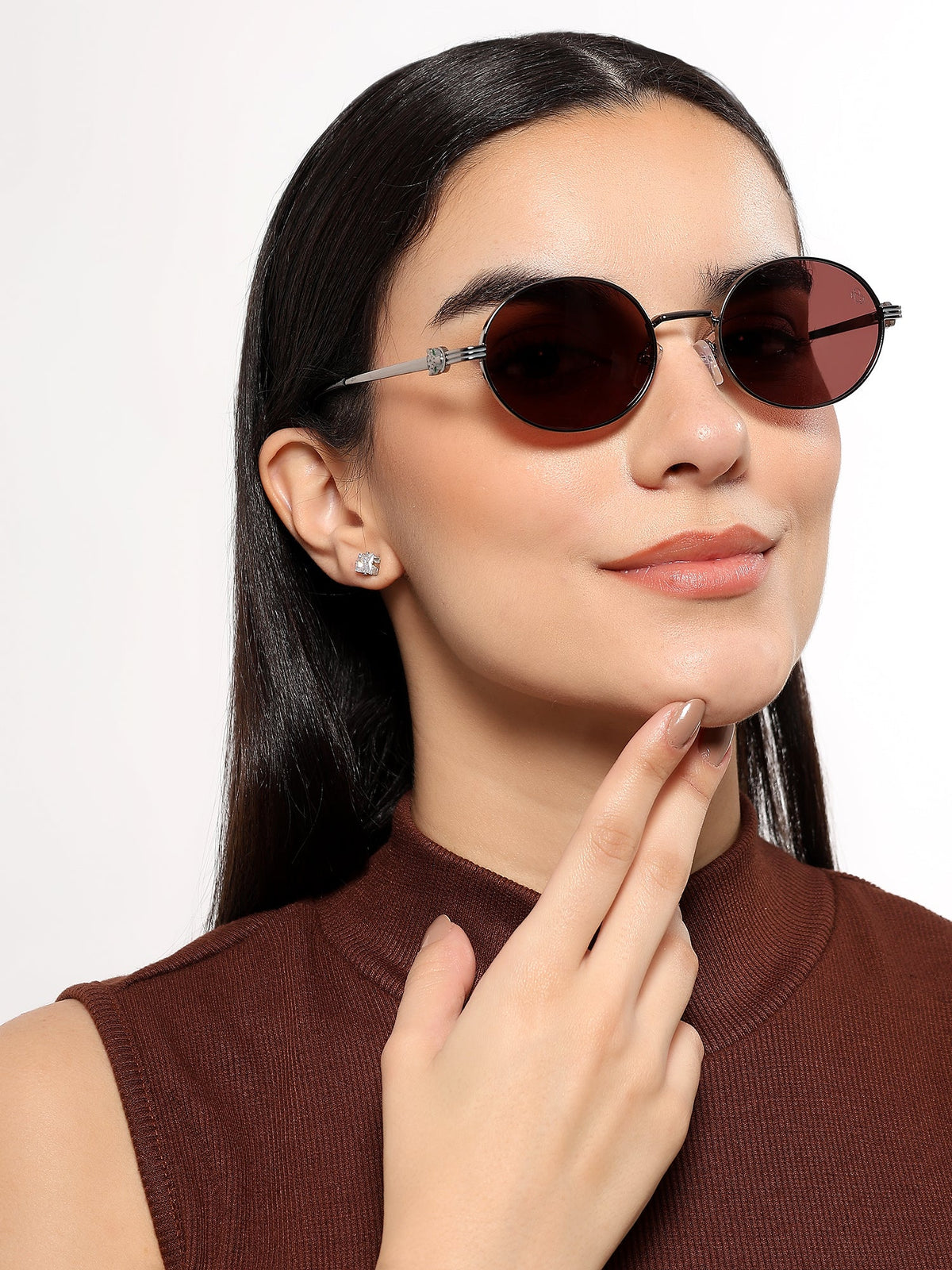 Simba Grey Oval Sunglasses for Men and Women - Style 2215 - view 7