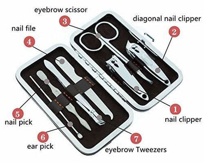 7-in-1 Stainless Steel Manicure Set – Professional Grooming Kit for Nails & Skin Care