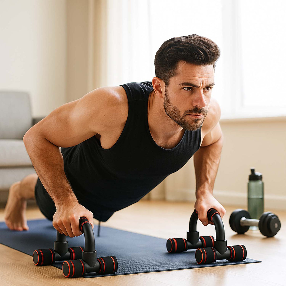 Heavy-duty Push-up Bars Stand For Home Workout  Non-Slip Handles & Sturdy Base for Chest, Arm, Shoulder & Core Training (Set of 2 Pcs)