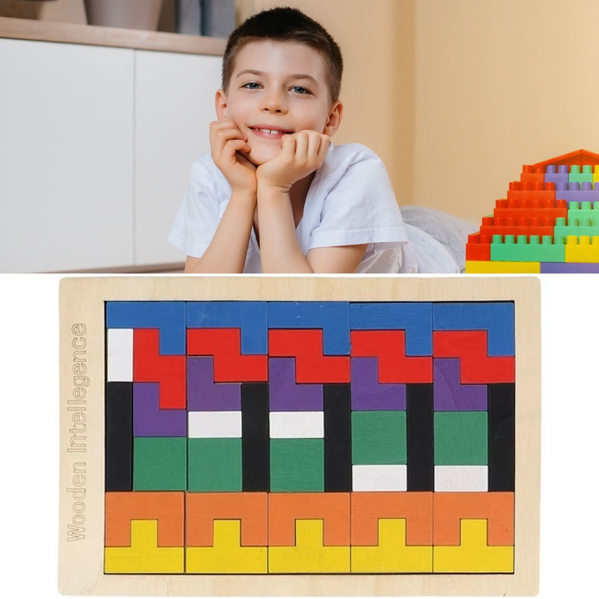 Wooden Russian Block Puzzle – Educational Toy for Kids’ Brain Development & Early Learning HP DD