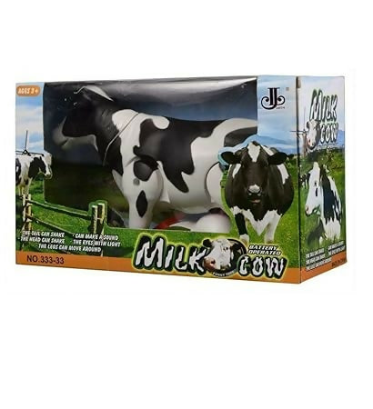 Battery Operated Walking Milk Cow Toy with Light and Sound – Fun for Kids