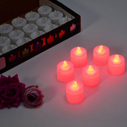 Decorative Flameless Candles Red LED Tealights (Pack of 24)