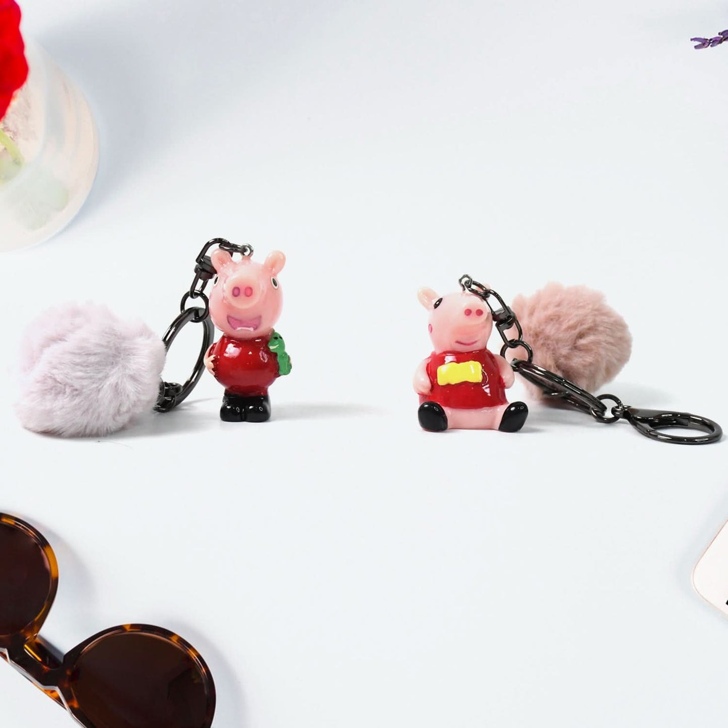 Cute Cartoon Keychain With Fluffy Pom (1 Pc  Mix Design)