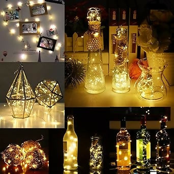 LED Cork String Lights Battery-Powered Fairy Lights for Bottles & Festive Decorations