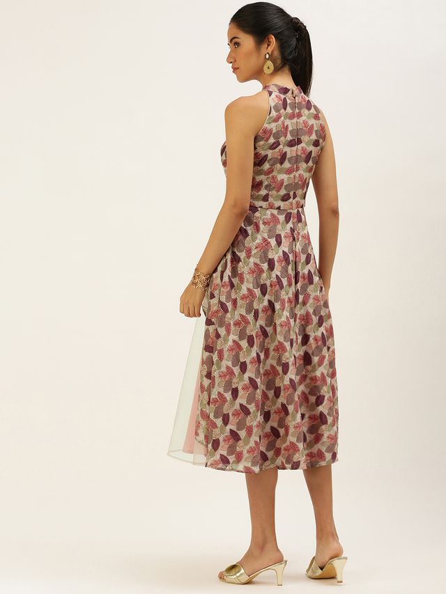 Bollywood Vogue Ready To Wear Multicolor N Peach Asymmetrical Gown
