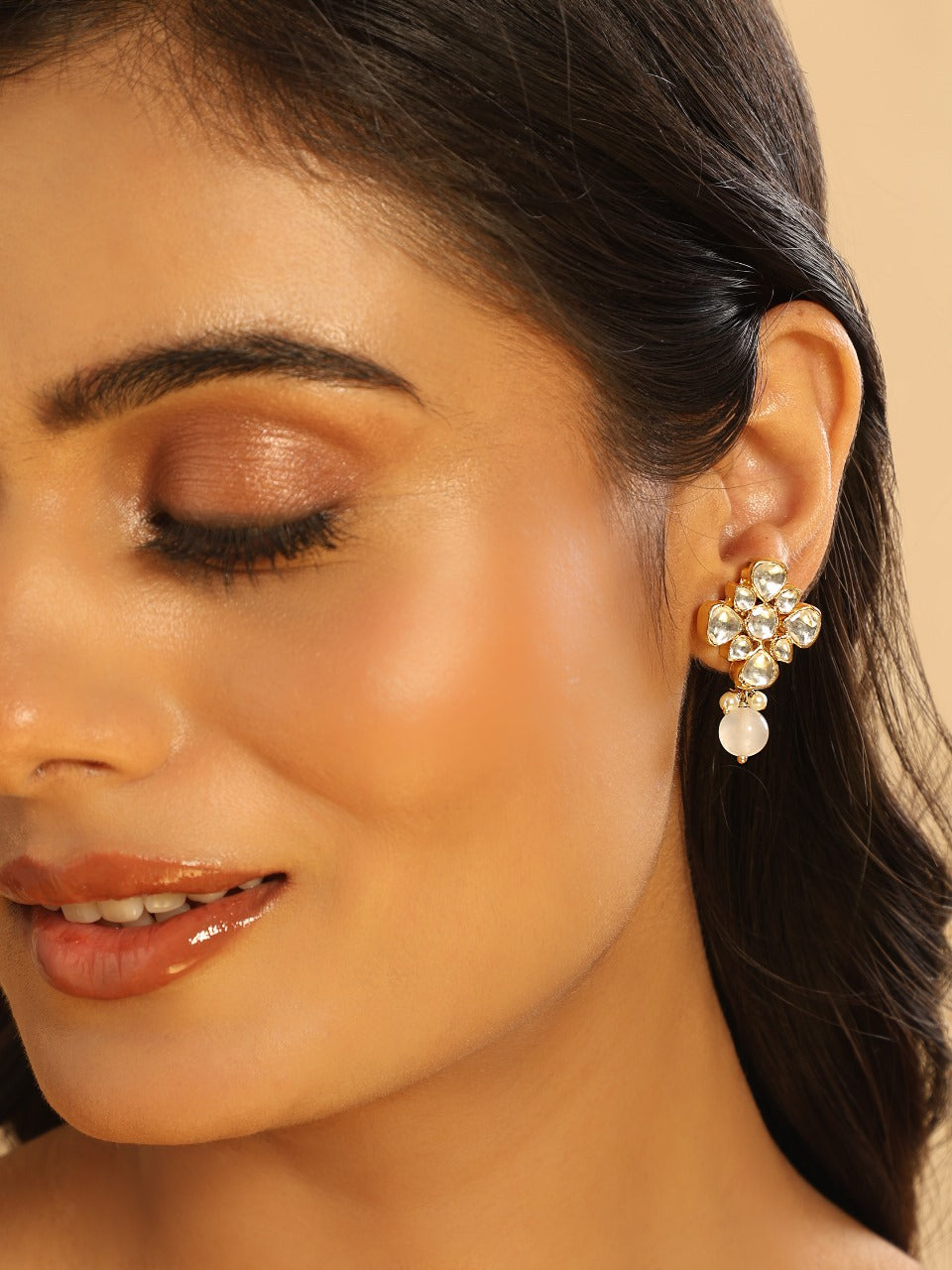 22K Gold Plated Kundan Paradise Stud Earrings