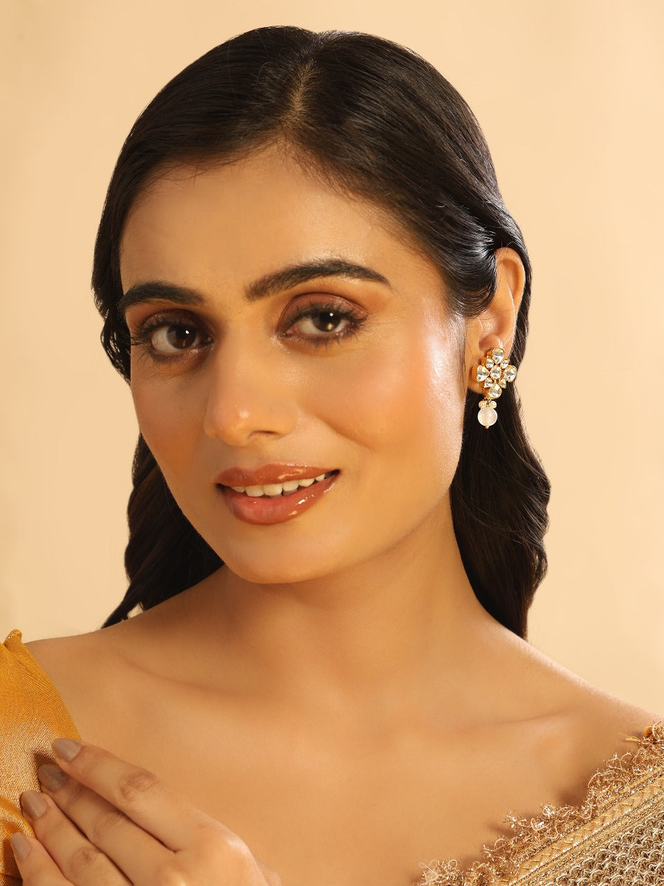 22K Gold Plated Kundan Paradise Stud Earrings