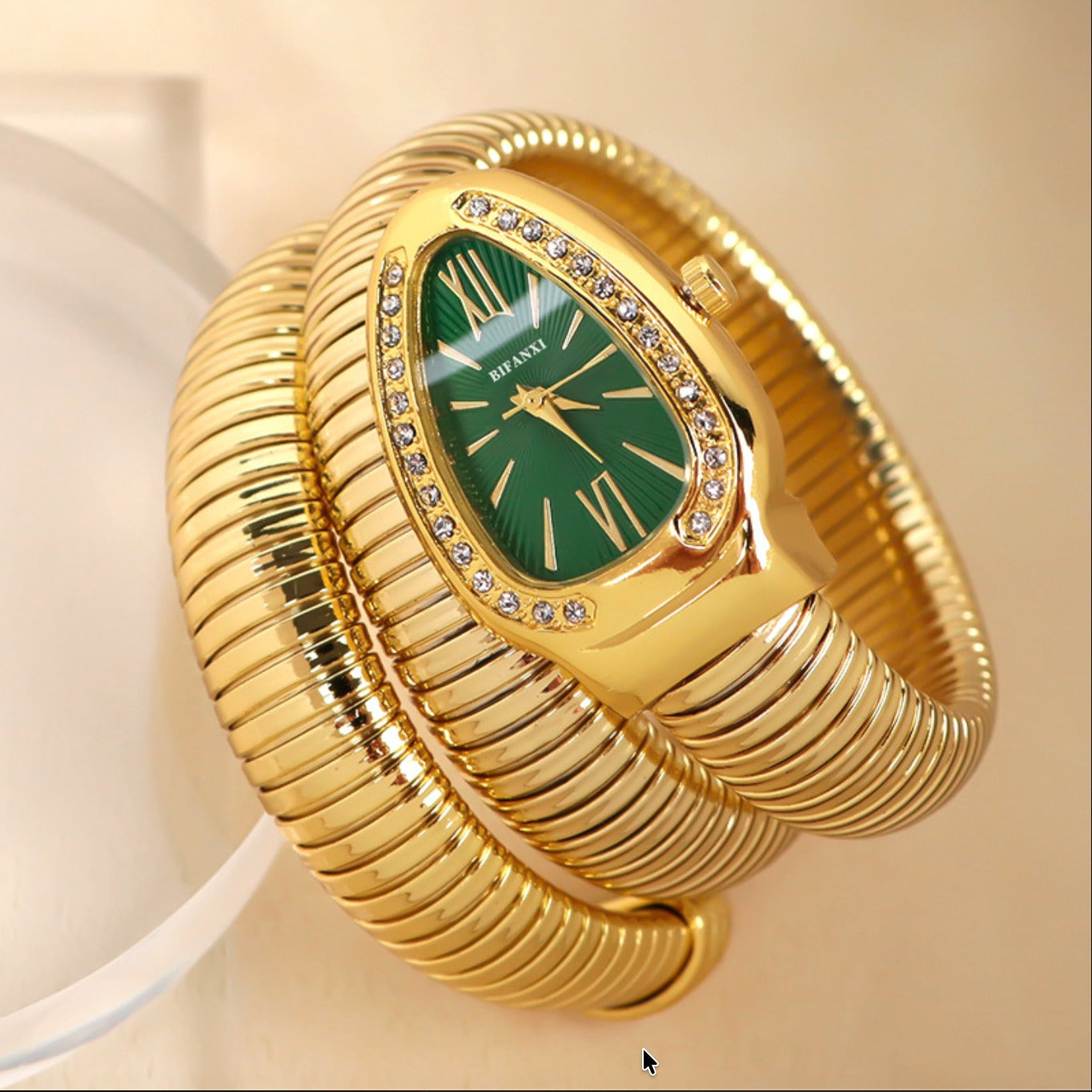 Gold Serpenti Coil Watch Bracelet for Women | Adjustable Wrap Around Bracelet Watch (Copy)