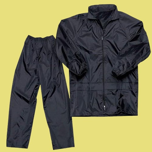 Men's Motorcycle Rain Suit Waterproof Rain Jacket and Rain Pants Rain Gear (Black)