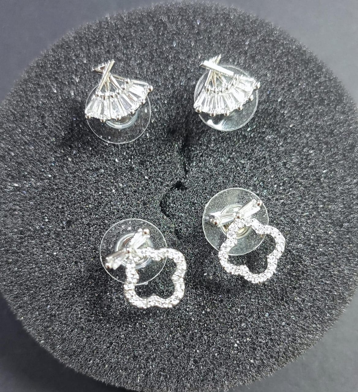 Jazz And Sizzle Rhodium Plated Floral Shaped Circular Drop Earrings