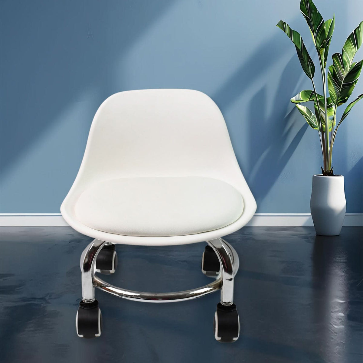Low Round Rolling Stool with Wheels Multi-Purpose Pedicure & Office Stool (1 Pc) HP DD