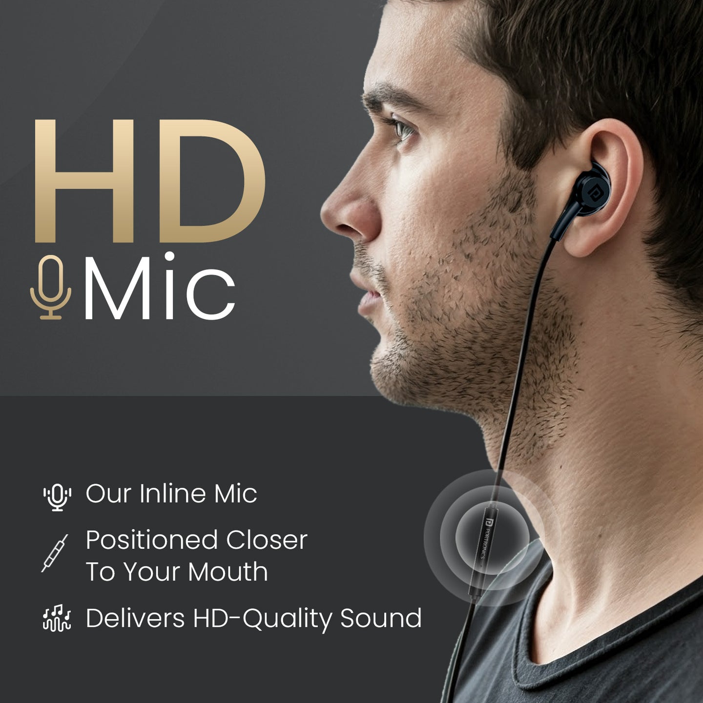 Portronics Conch Gamma Wired Earphone Black