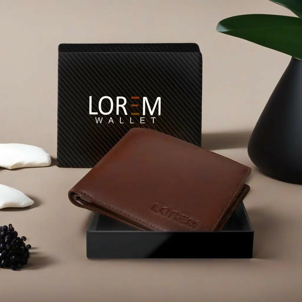 Lorem Brown Movable Card Bi-Fold Faux Leather 2 ATM Card Slots Wallet For Men - HalfPe