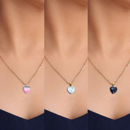 Pink, Green & Black Dual Tone Heart Necklace Set Crystal Necklace Set of 3 Colors