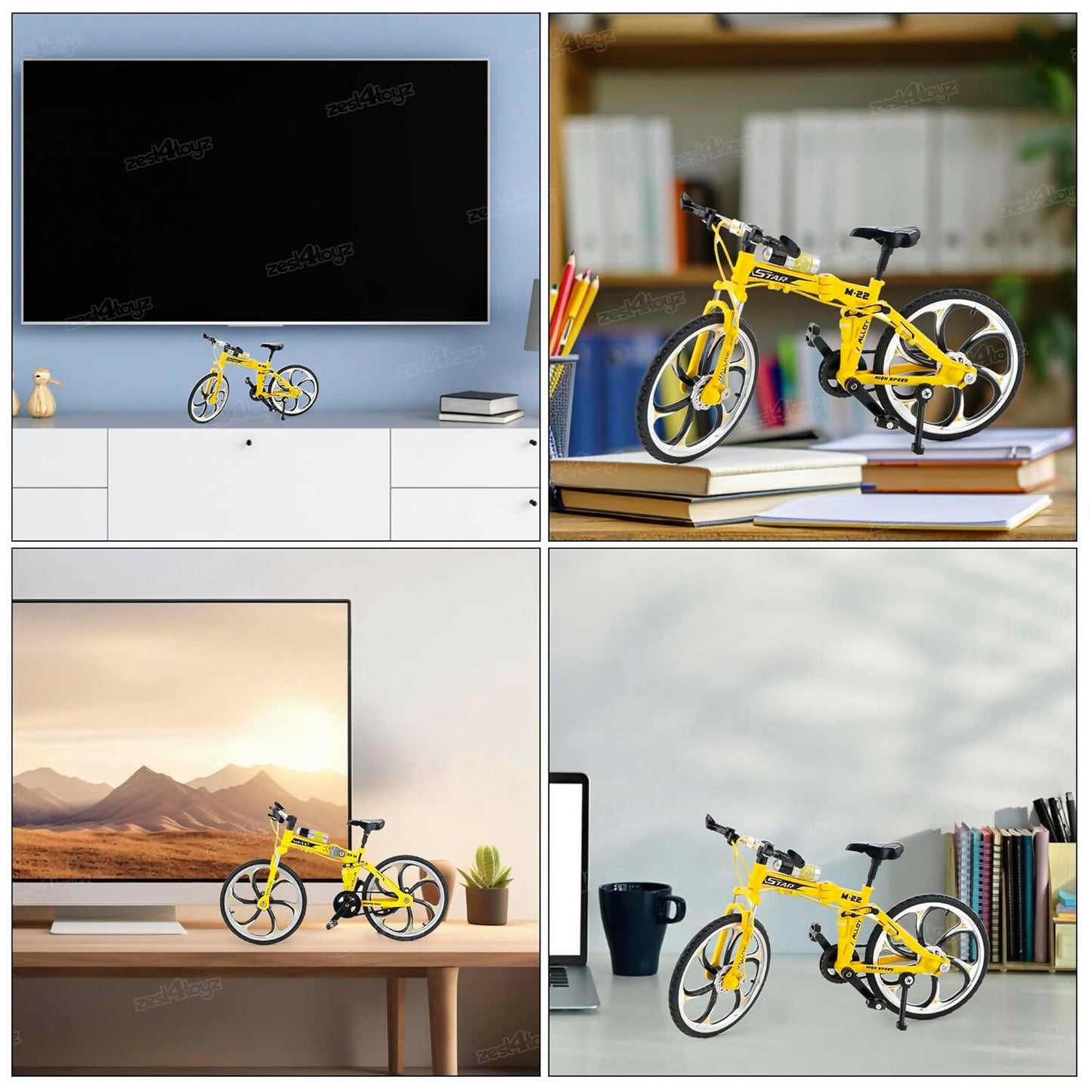 Metal Model Bicycle - Yellow Mountain Bike Toy for Kids, Ideal for Boys and Girls