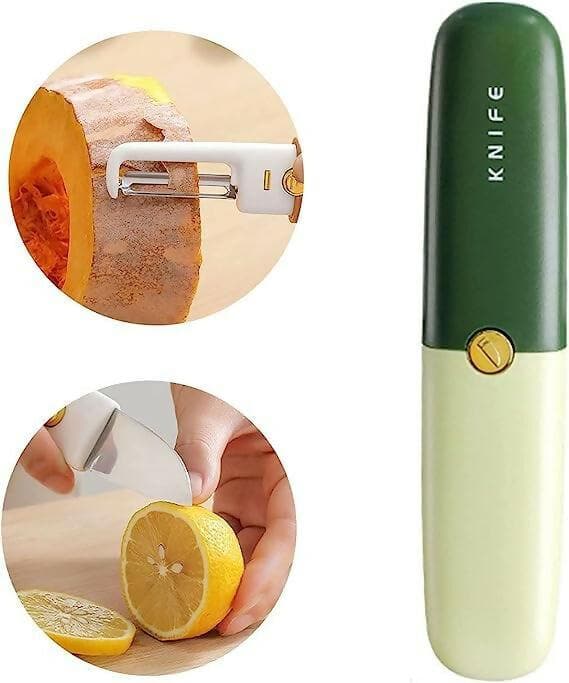 2-in-1 Stainless Steel Peeler & Slicer for vegetables and fruit with Comfort Grip - HalfPe