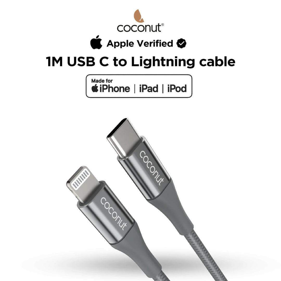 MC02 Mfi Certified USB C to Lightning Cable ( Pack of 1- Gray) - HalfPe