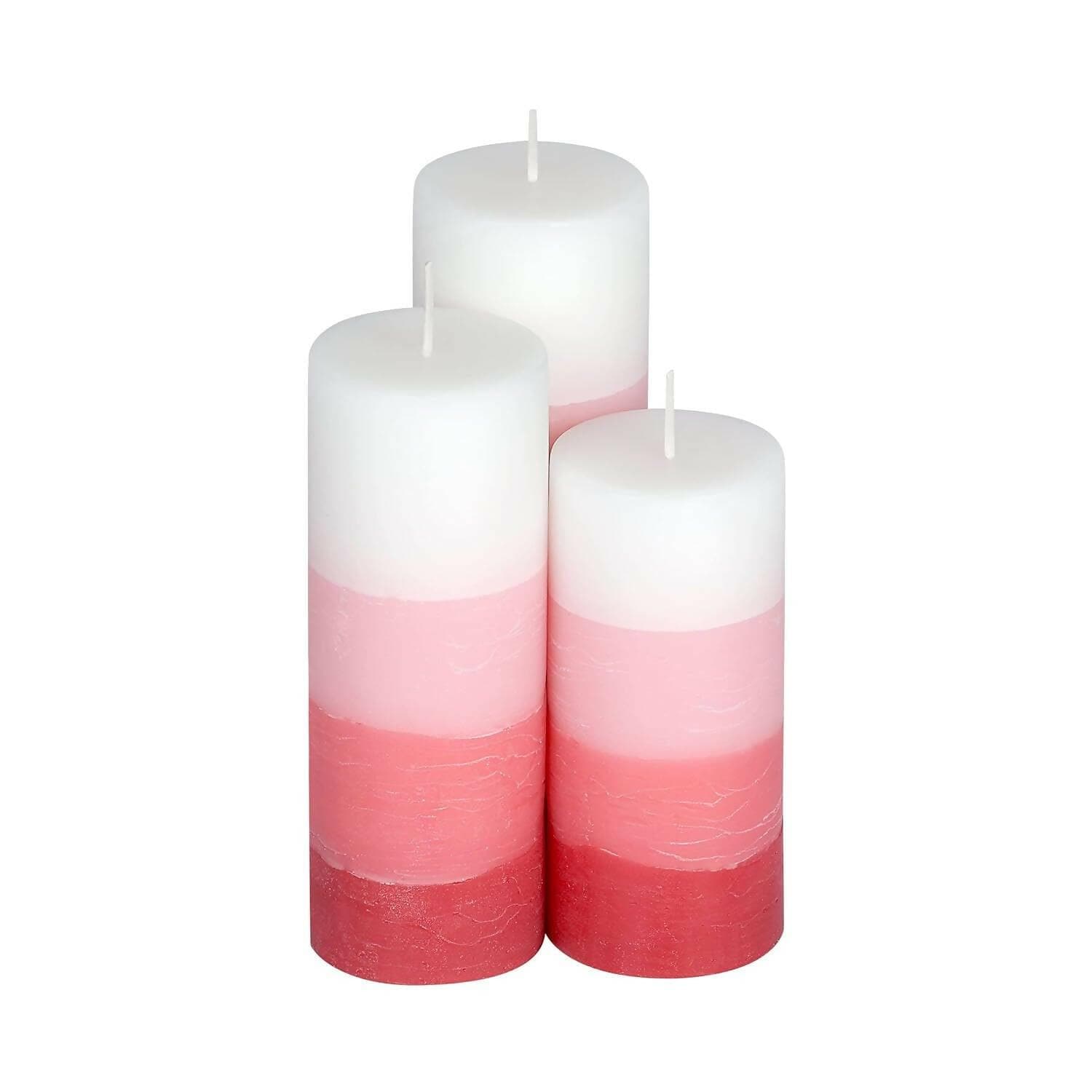 PROSPERRO LUMO by Parkash Candle Set of 3 Fragrance Pillar Candles Shade Finish (RED - Rose) - HalfPe