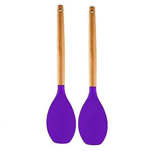 P-Plus International Premium Silicone Spatula Flexible & Heat Resistant Rubber Spatula with Wood Handle (Purple – Pack of 2) - HalfPe