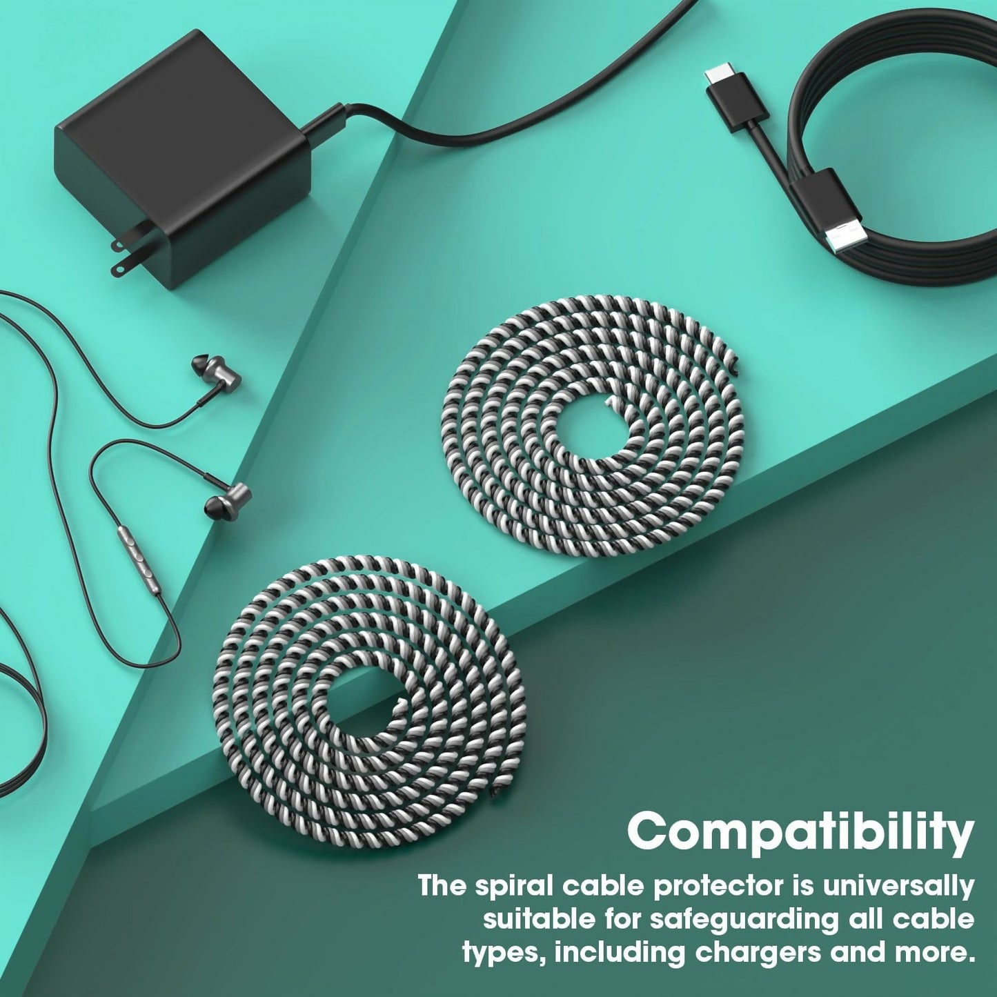 Premium Spiral Cable Guard Durable Protective Sleeve for Phone Chargers & Headphones