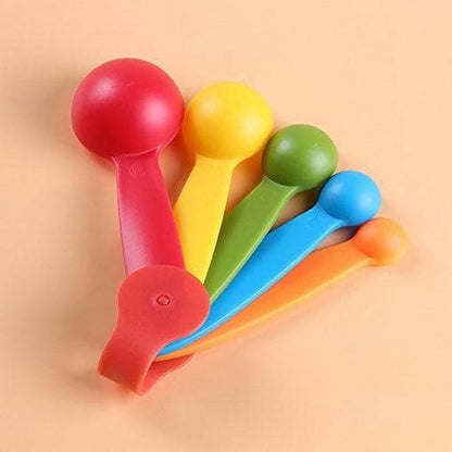 Colorful Different Volume Measuring Plastic Spoon Set (Set of 5) - HalfPe