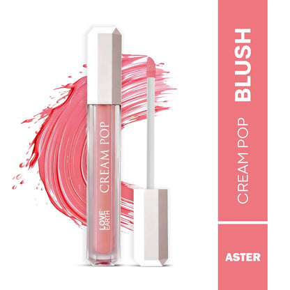 Love Earth Cream Pop Blush - Aster| Hyaluronic Acid | Smooth, Lightweight, Long-Lasting | Dewy Finish, Easily Blendable| Everyday Natural Glow | Suitable for All Skin Types -2ML