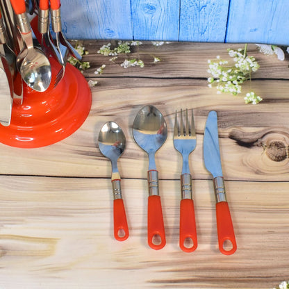 Luxury 26-Piece Stainless Steel Cutlery Set with Stand – Dining Table Essential