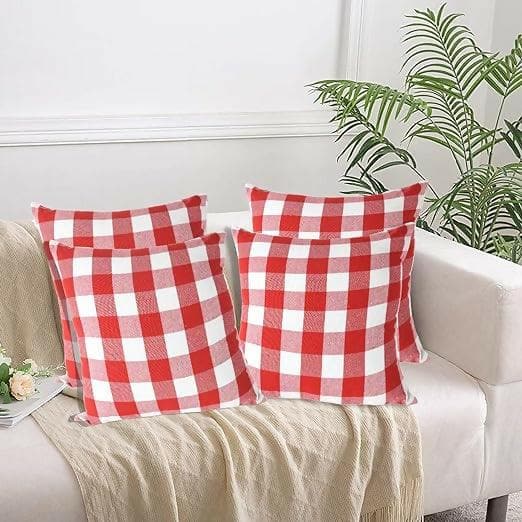 Lushomes Square Cushion Cover, Cotton Sofa Pillow Cover Set of 4, 18x18 Inch, Pillow Cushions Covers (Pack of 4, 45x45cm, Multi-color) - HalfPe