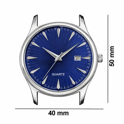 Men’s Stainless Steel Analog Watch with Blue Dial, Quartz Movement, Date Display & Metal Strap LOREM