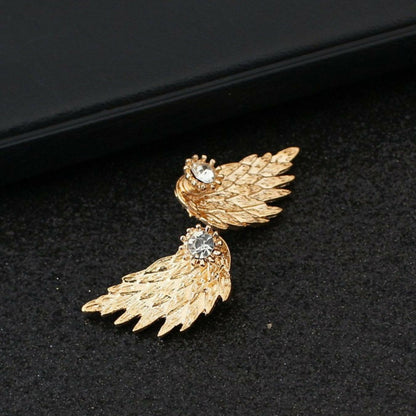 Heavenly Elegance: Angel Wing Stud Earrings with Crystal Accents Set of 3