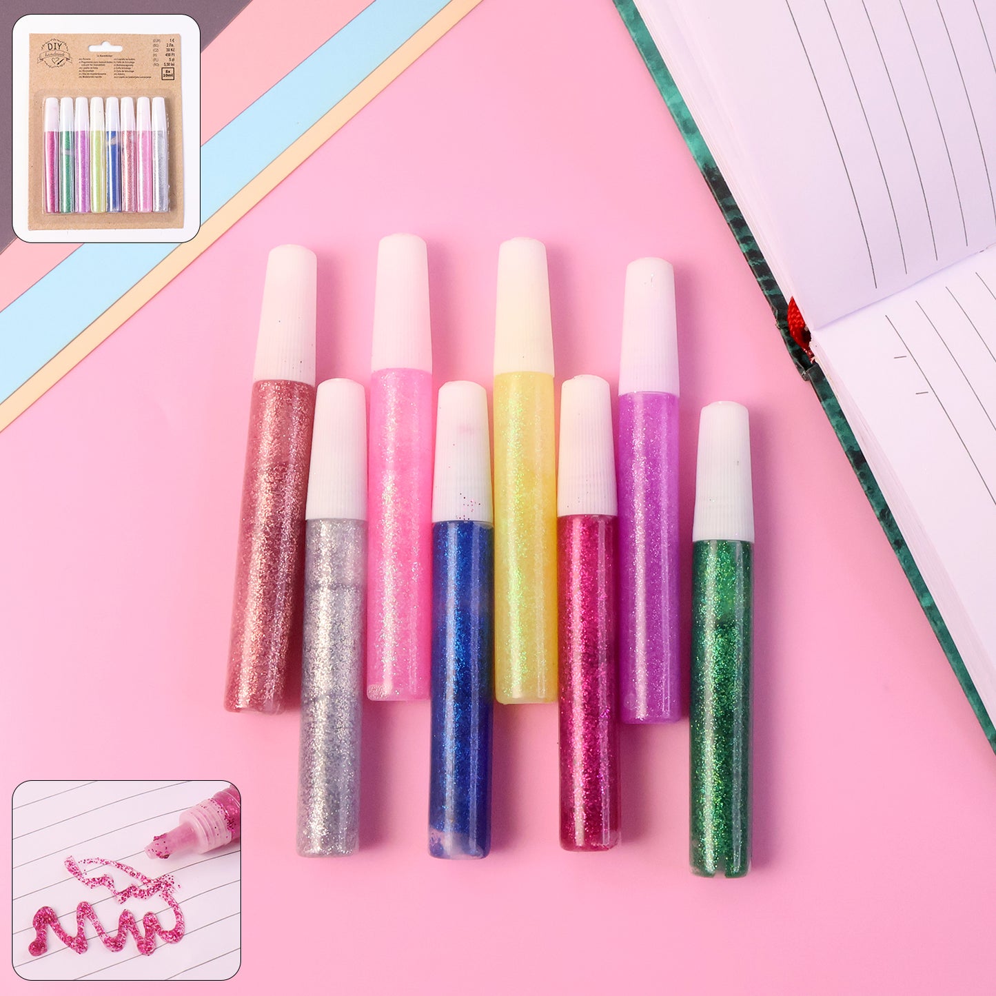 Diy Multi-color Glitter Craft Glue Pen Set (10ml  8 Pc)