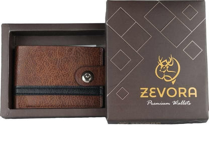 ZEVORA Men Casual Trendy Brown Genuine Leather Wallet (3 Card Slots) - HalfPe