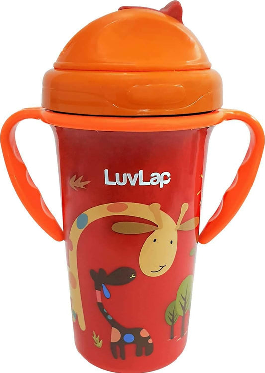 Luvlap tiny giffy sippy cup silicone straw bpa free 300 ml 18m+ (orange) - HalfPe