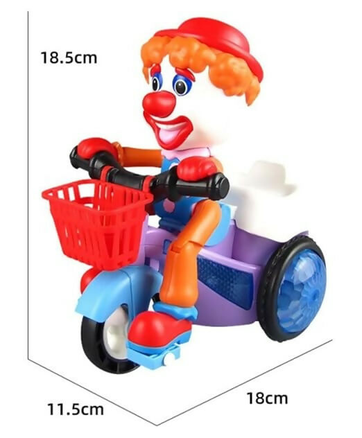 Electric Cartoon Clown Tricycle: Multicolor Light & Music Stunt Car