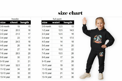 Unisex Kids Hooded Sweatshirt & Jogger Set – Astronaut Skate Space Theme (Black) Luck Fashion