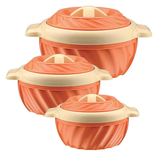 SELVEL Insulated Casserole Set of 3 - (1800 ml, 1180 ml and 650 ml Orange) - HalfPe