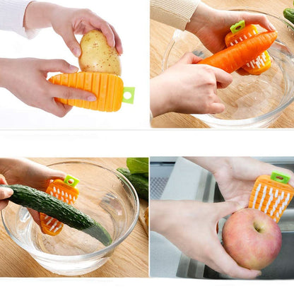 Carrot-Shaped Vegetable Scrubbing Brush – Non-Toxic Fruit & Veggie Cleaner for Potatoes & More