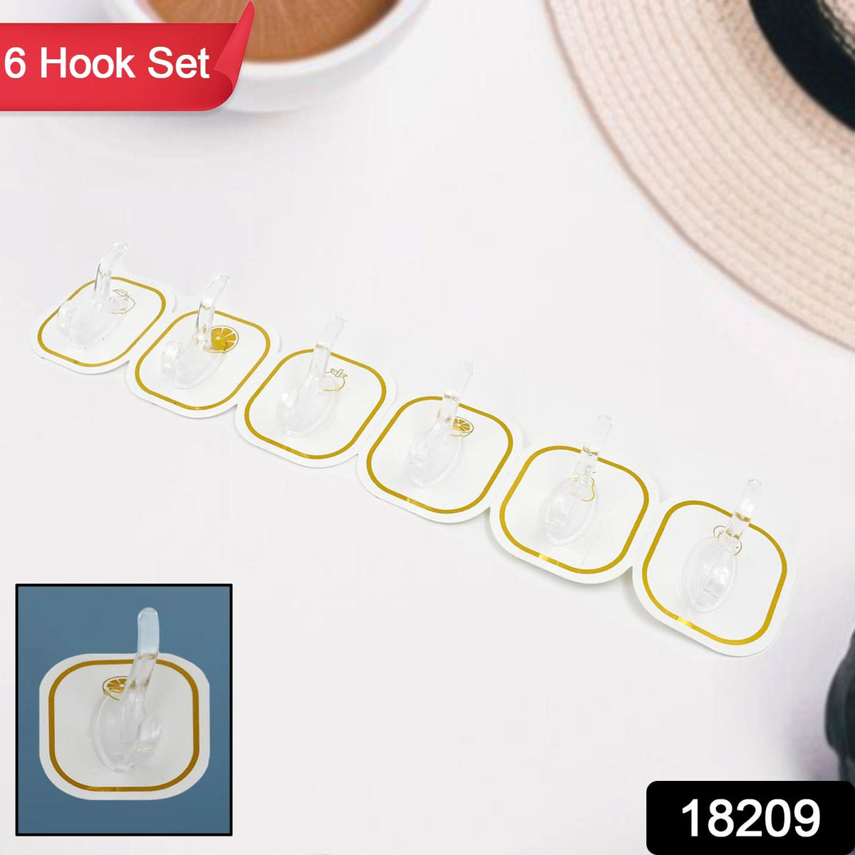 Transparent Adhesive Wall Hook (6 Pcs Set) HP DD