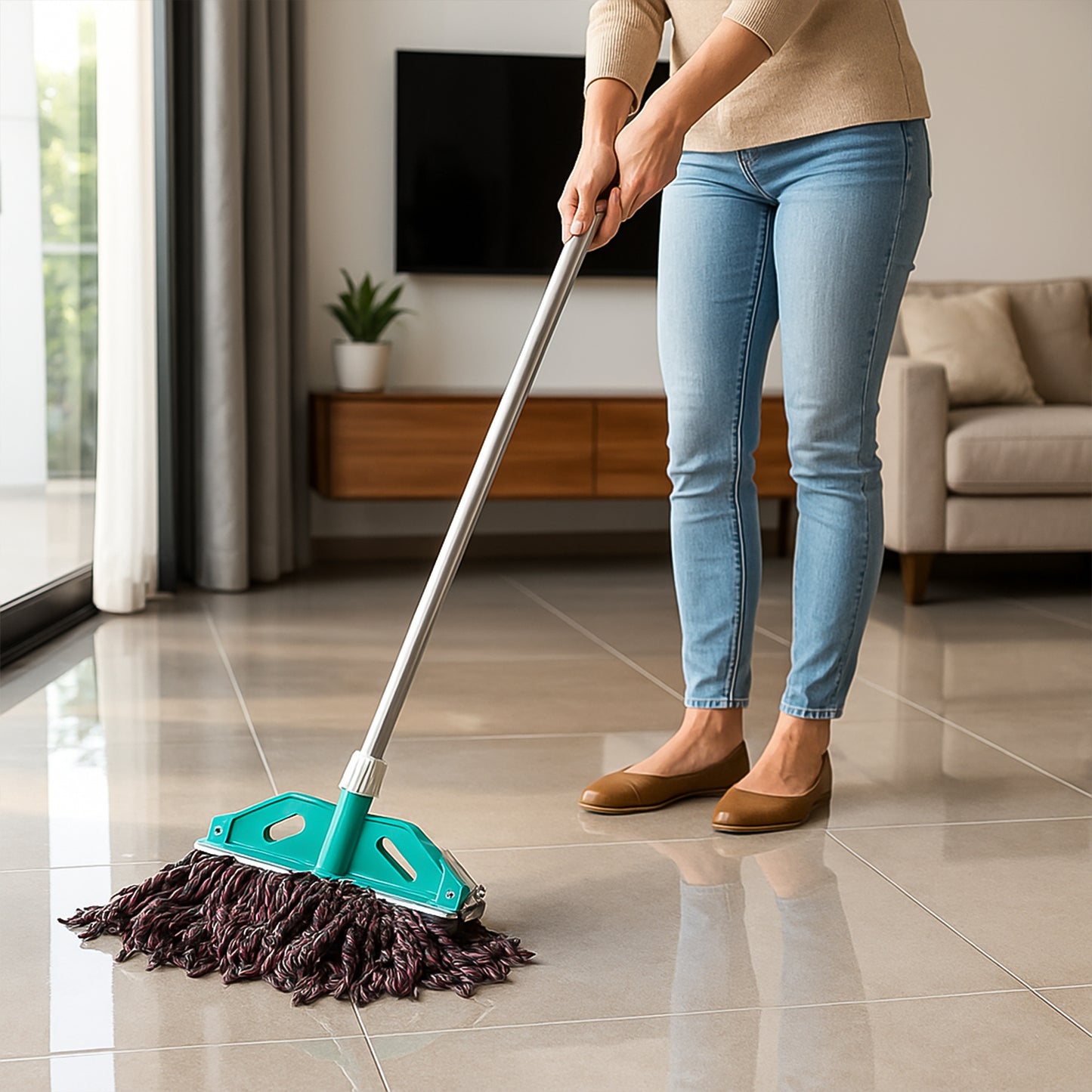 Premium Cotton Yarn Floor Cleaning Mop With Long Handle  Heavy Duty Twist Mop for Wet & Dry Cleaning  (1 Pc)