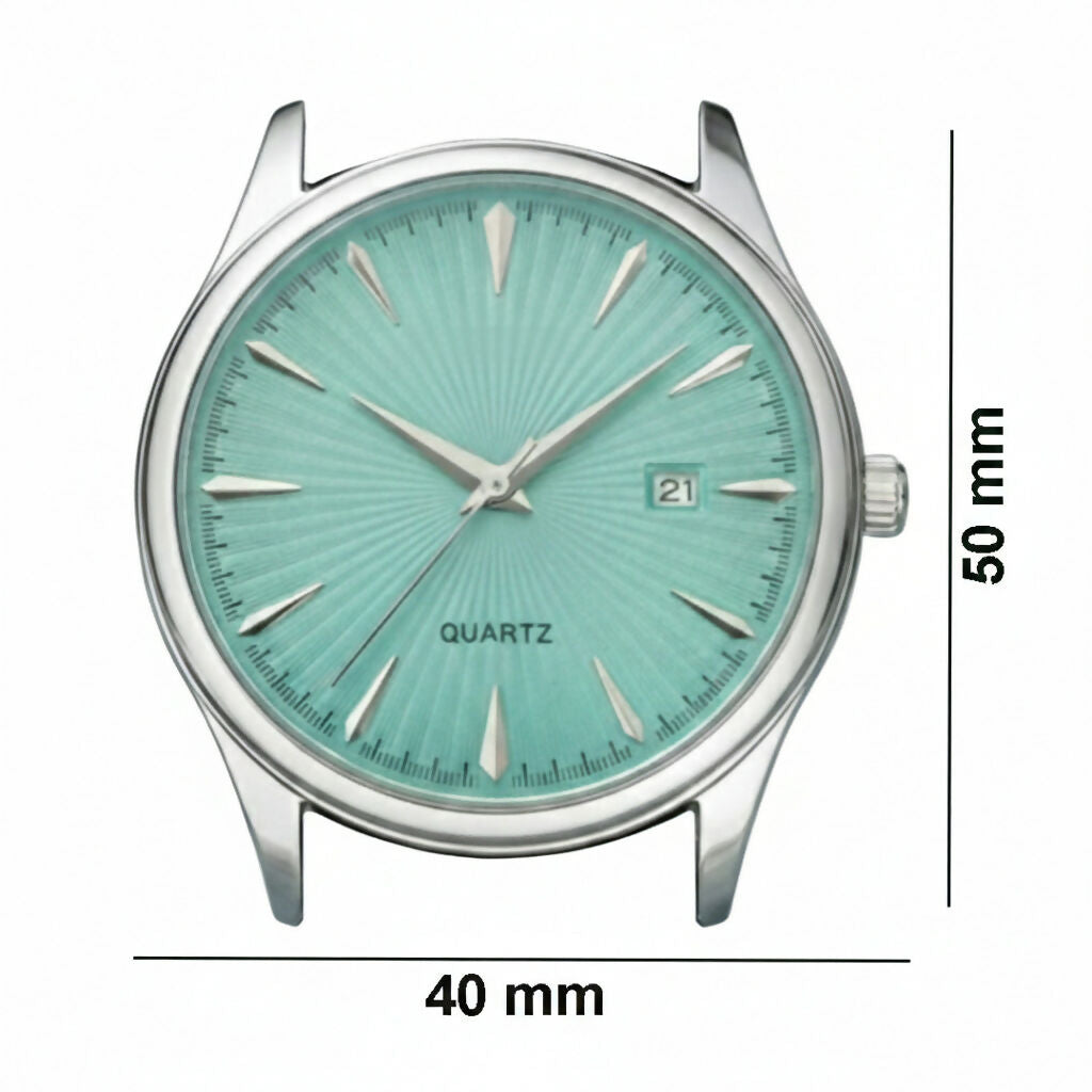 LOREM Men’s Stainless Steel Analog Watch with Mint Green Dial, Quartz Movement, Date Display & Metal Strap LOREM