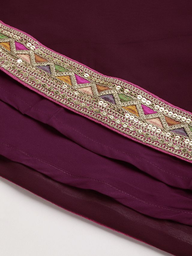 Bollywood Vogue Ready To Wear Wine Viscose Embroidered Pink Lehenga