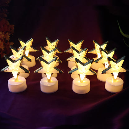 Decorative Star Shaped Flameless LED Candles with  Flickering Light for Home Décor (12 Pc)