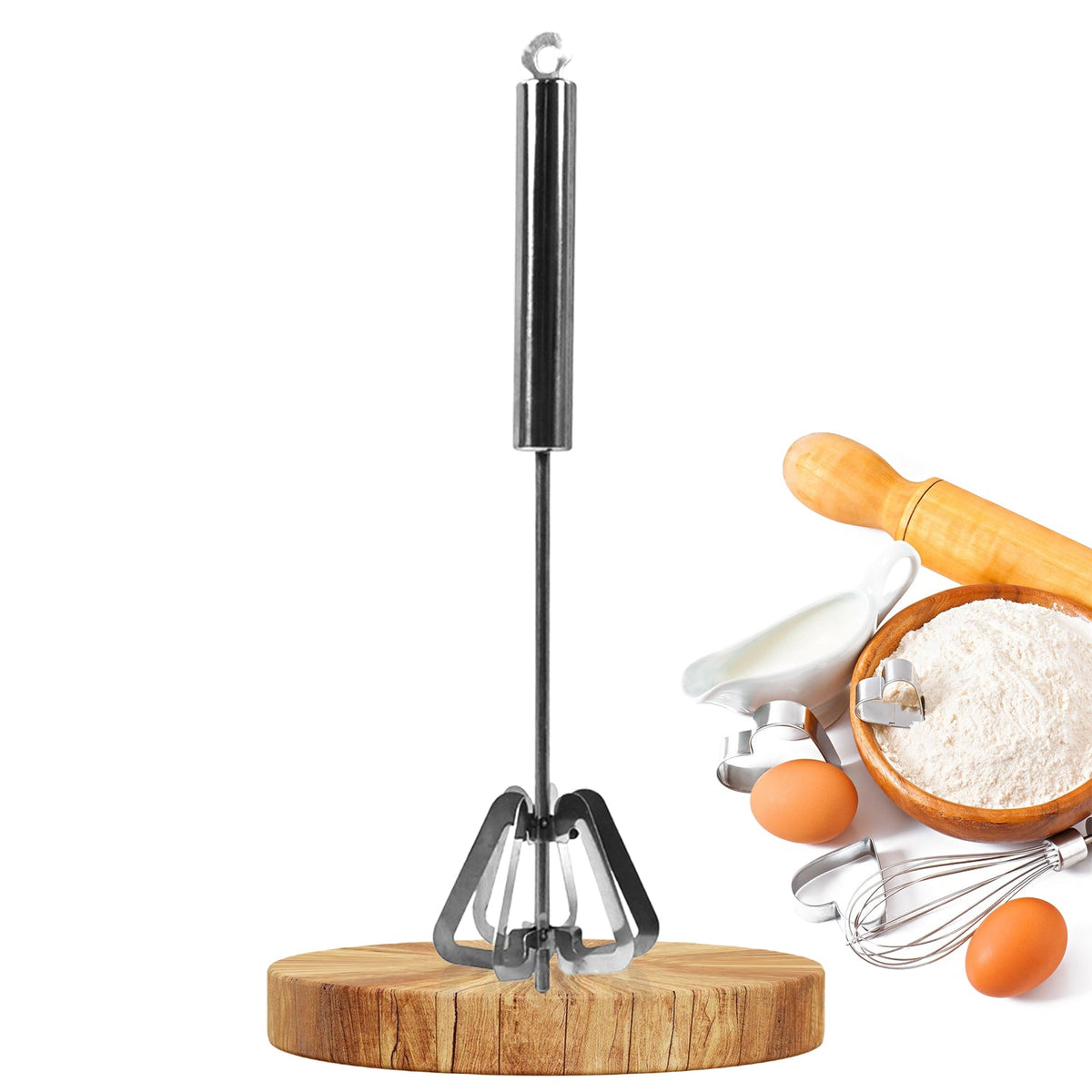 Hand Push Mixer Egg Whisk Stainless Steel Blender (1 Pc) HP DD