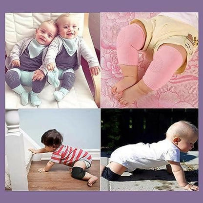 SAFE-O-KID- Pack Of 2- Crawling Baby, Toddler, Infant Anti-Slip Elbow And Knee Pads/Guards (Multi colour) - HalfPe