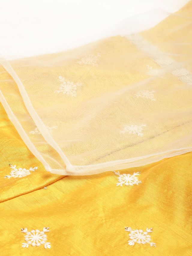 Bollywood Vogue Ready To Wear Yellow Art Silk Embroidered Jumpsuit