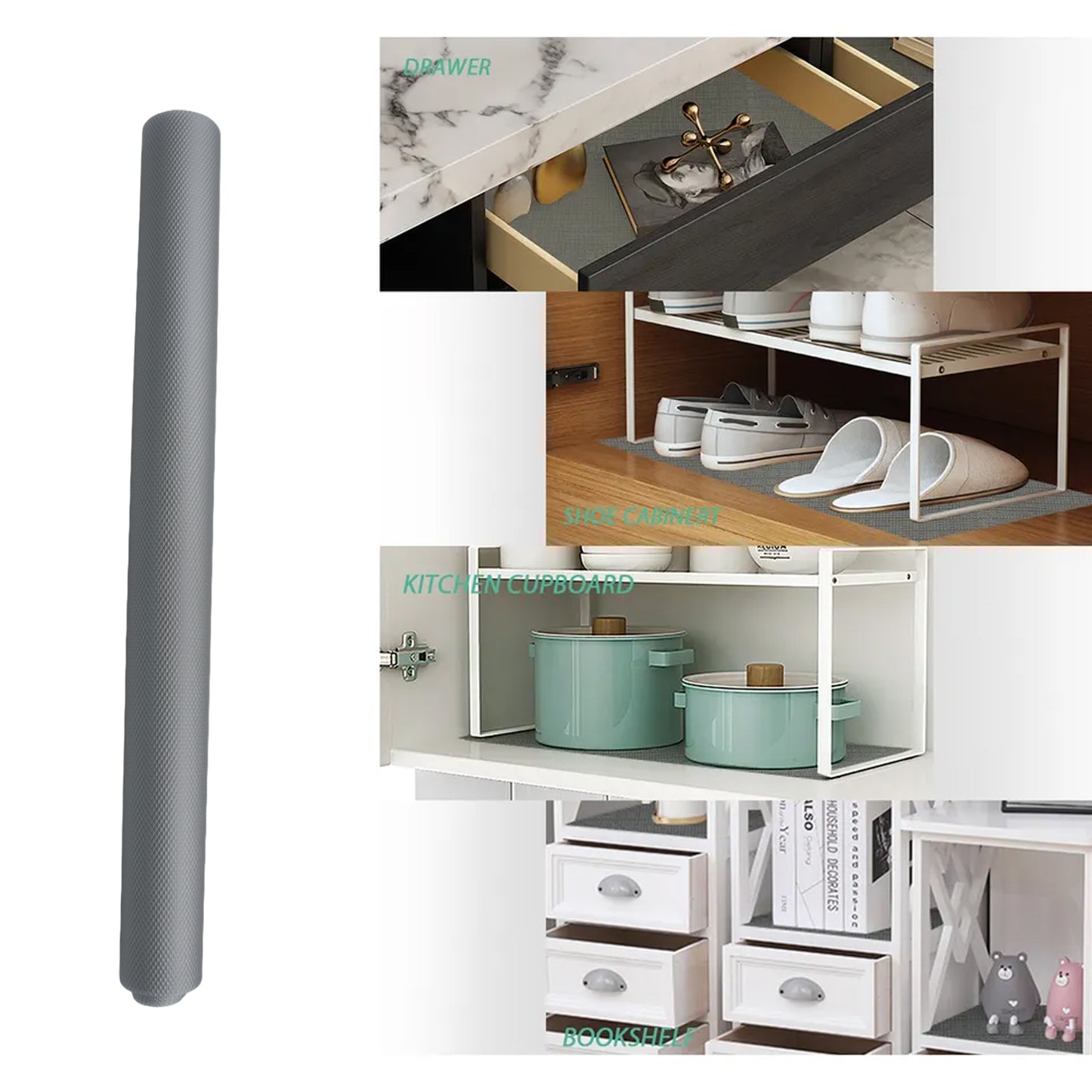 Multipurpose Anti-slip Bathroom Kitchen Cabinet Drawer Shelf Mat Liner Sheets Roll Fridge Mat Table Mat Anti-slip Super Strong Placement Mat For Fridge Bathroom Kitchen Drawer Shelf Liner (45cmx1.25m)