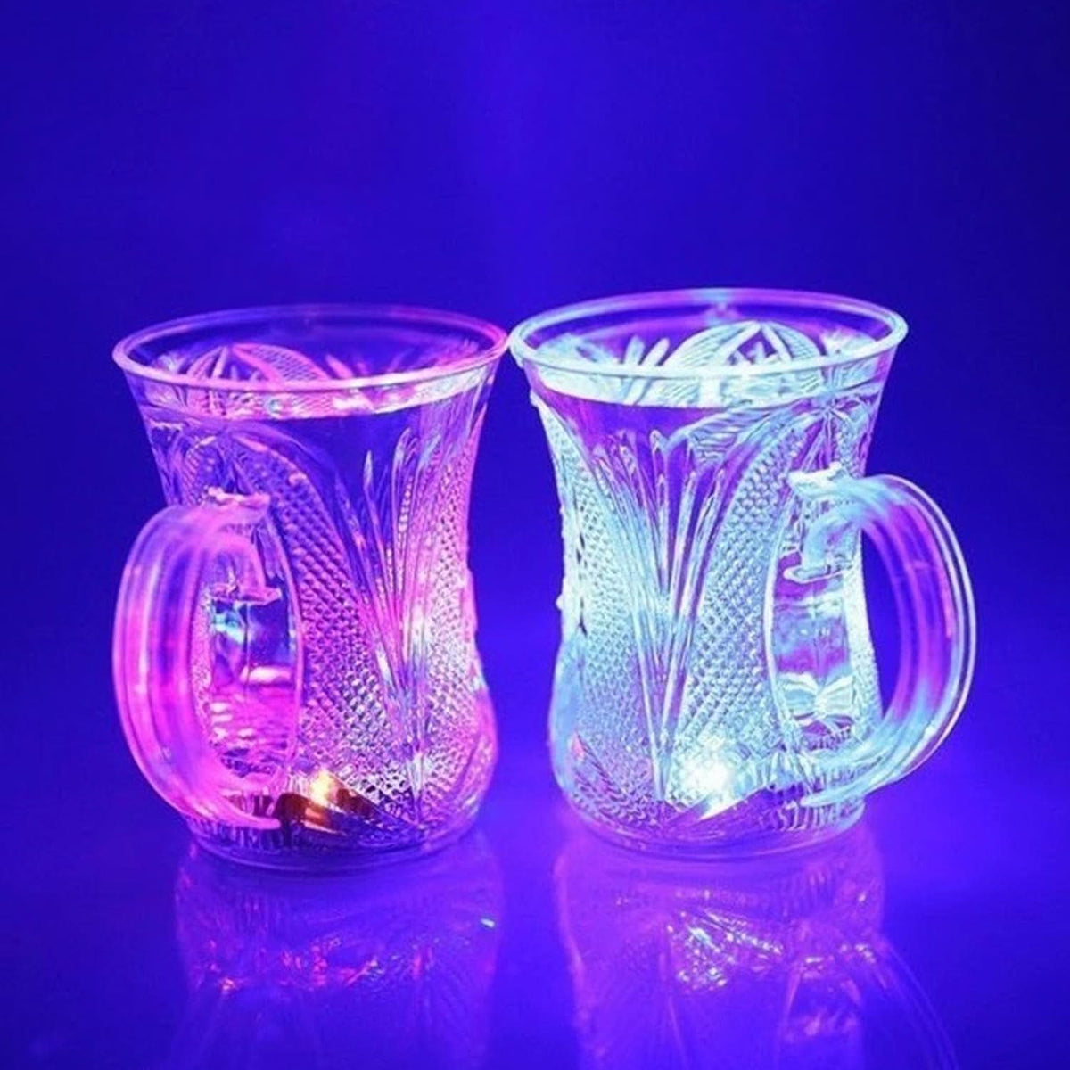 Flashing Cup Led Water Sensor Light Up Cup With Handle For Home Kitchen Fun Luminous Water Cup Party  Birthday  Nightclub  Christmas  Disco Entertainment Cup (2 Pcs Set) HP DD