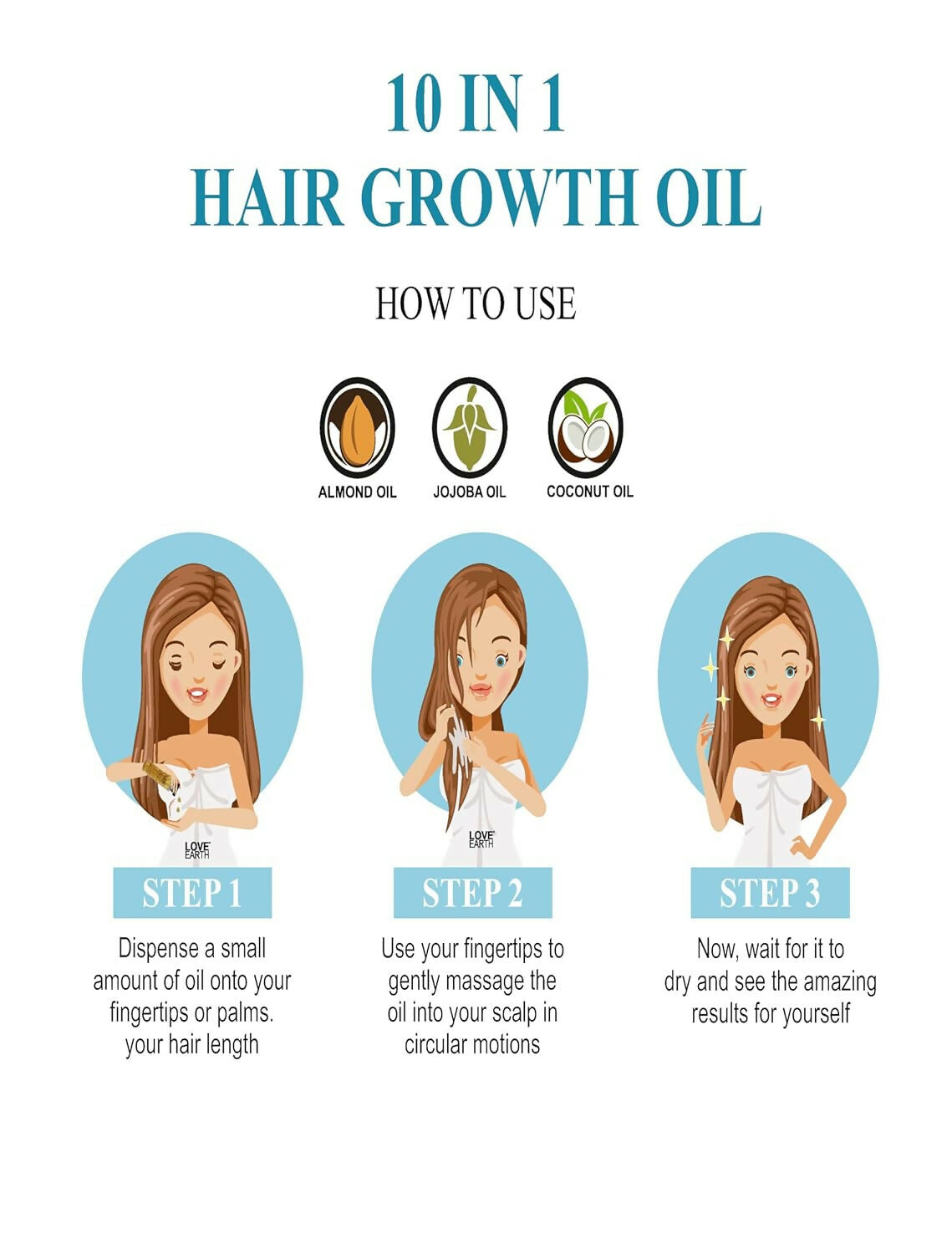 Love Earth 10 In 1 Hair Growth Oil|Soybean Oil, Black Seed Oil, Jojoba Oil, Sweet Almond Oil, Coconut Oil, Castor Seed Oil, Spikenard Oil, Ashwagandha Oil, Graecum Seed Oil, Zizanoides Root Oil 100ml