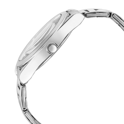 LOREM Men’s Stainless Steel Analog Watch with Silver Dial, Quartz Movement, Date Display & Metal Strap LOREM