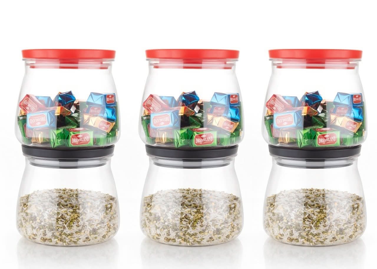 Matka Shaped Jar With Air Tight  Leak Proof Lid (Multicolour) (Set Of 6) (900ml)